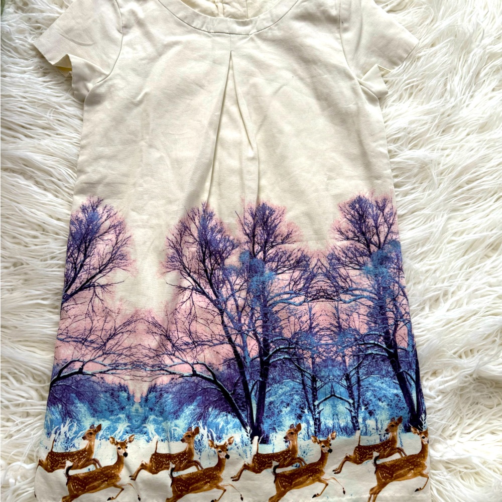 GAPKids beige w/winter scene dress size M/8. perfect for winter photo session.